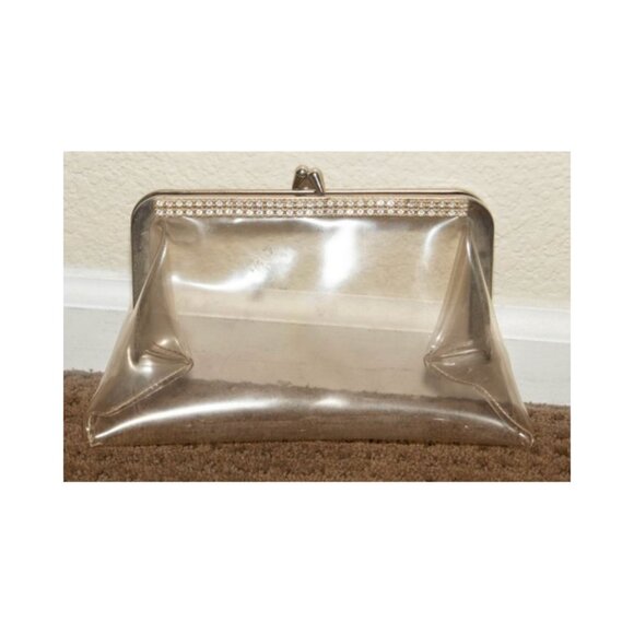 1950s Vintage Clear Vinyl And Rhinestone Clutch Purse - Picture 3 of 3
